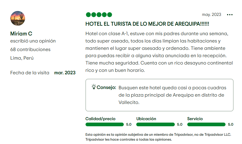 puntaje opiniones hotel el turista (13)